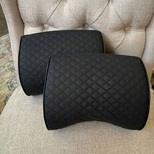 2 Luxxe Memory Foam Car Headrest Pillows Auto Airplane Travel Black Like New